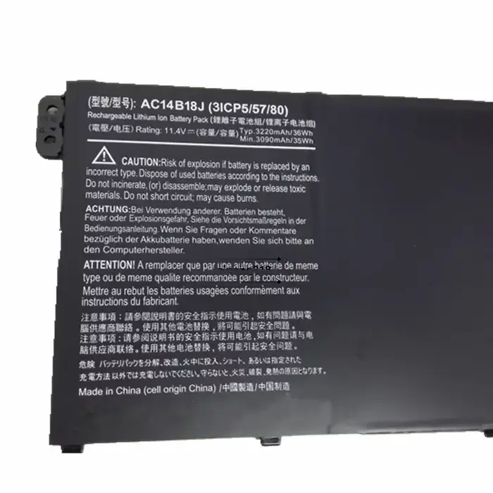 Batterie d'ordinateur portable AC14B18J AC14B13J pour Acer Aspire E3-111 E3-112M E3-112 ES1-531 MS2394 B115-MP EX2519 N15Q3 N15W4 11.4V 36WH