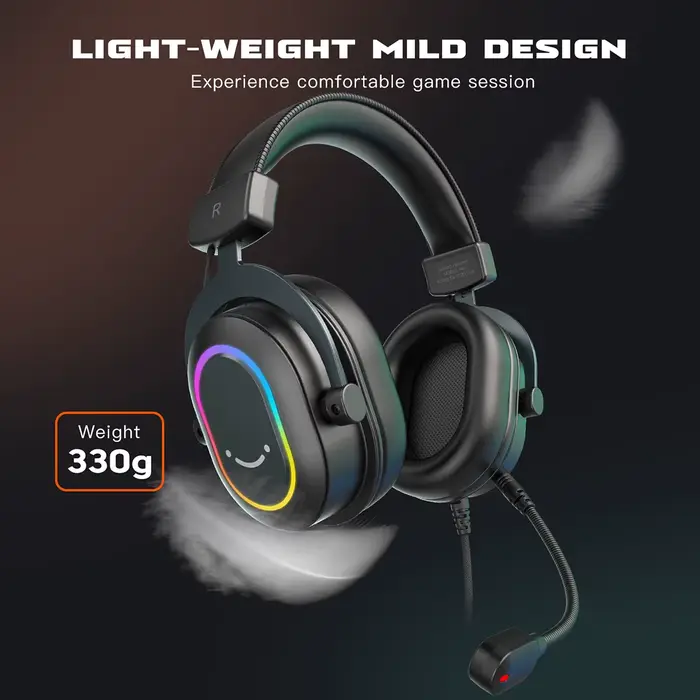 Fifine Casque de jeu RVB dynamique avec micro