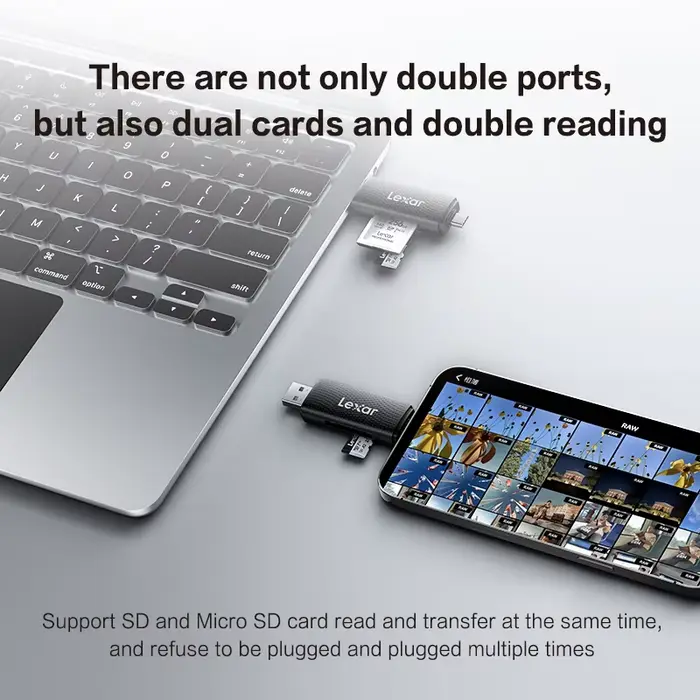 Lexar lecteur USB-A USB-C à double emplacement jusqu'à 205 mo/s
