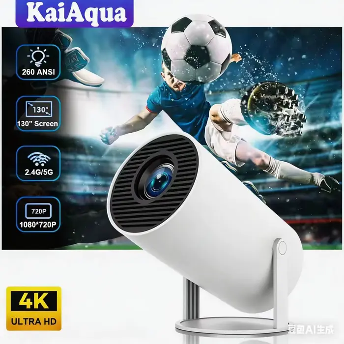 Projecteur Cylindrique Portable 1080P HD Compatible WiFi & Bluetooth 5