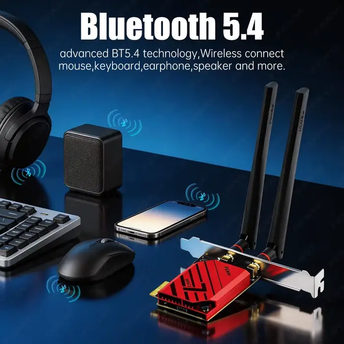 Adaptateur WiFi 7 MT7925 BE6500 PCIE BT5.4 Tri Band 2.4G/5Ghz/6Ghz 802.11BE 6500Mbps