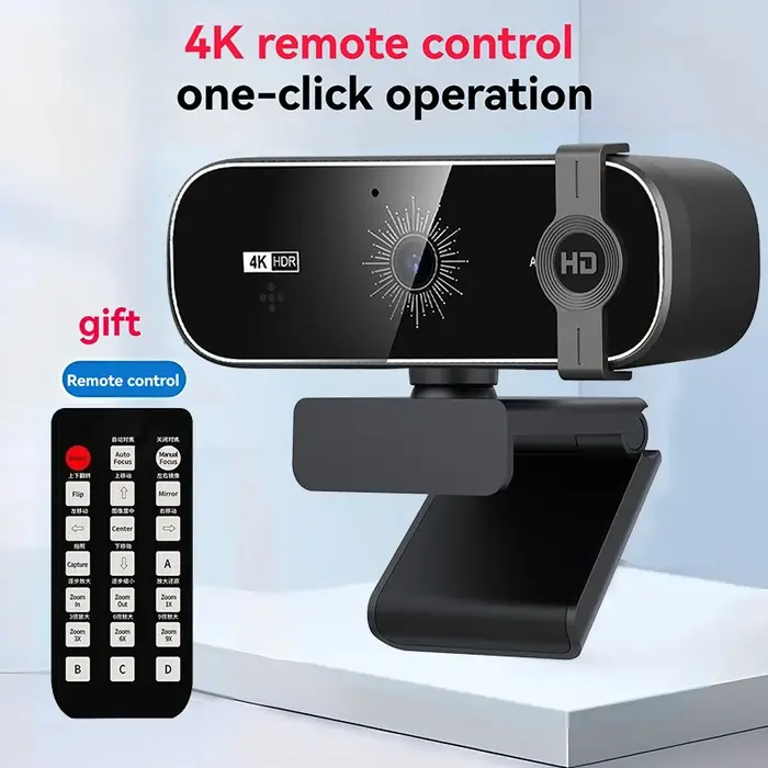 Webcam 4K pour PC, mise au point automatique avec télécommande