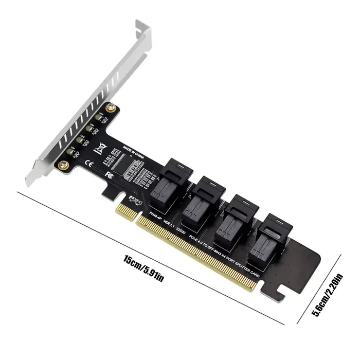 Carte d'extension PCIeX16 vers 4 ports U.2 SFF-8643
