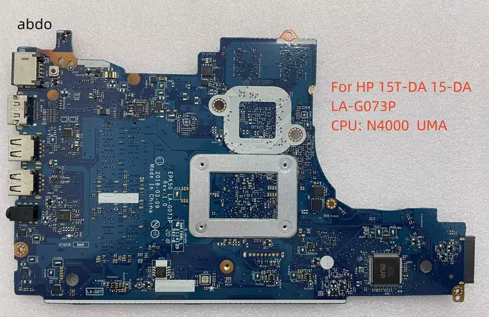 G073P Pour HP 15T-DA 15-DA Ordinateur Portable Carte Mère Avec N4000 CPU UMA 100% Testé OK
