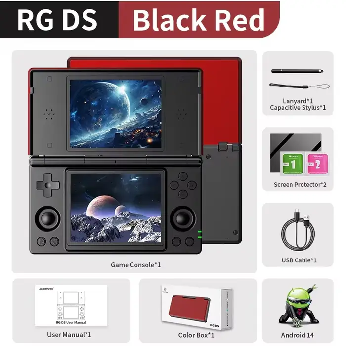 ANBERNIC RG DS Console de jeu portable Flip 4 "IPS double écran multi-touch Android 14 prend en char