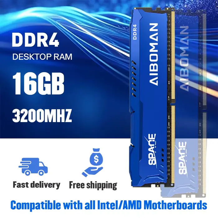 AIBOMAN RAM DDR4 16G 3200MHZ Gaming Ram avec dissipateur thermique