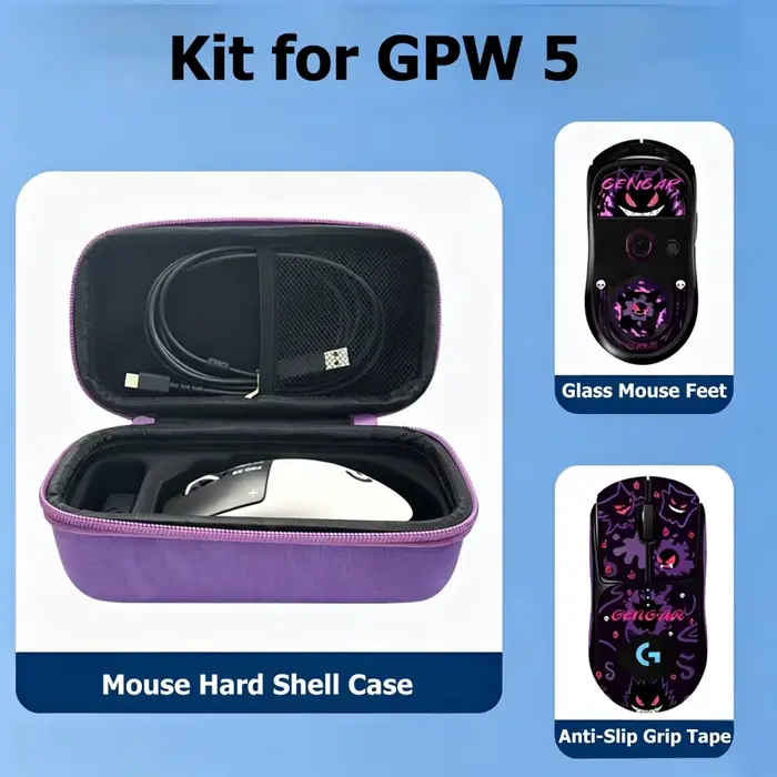 Kit d'accessoires de jeu : Bande antidérapante, patins de souris et étui de rangement, compatible avec la souris de jeu GPW Gen 5