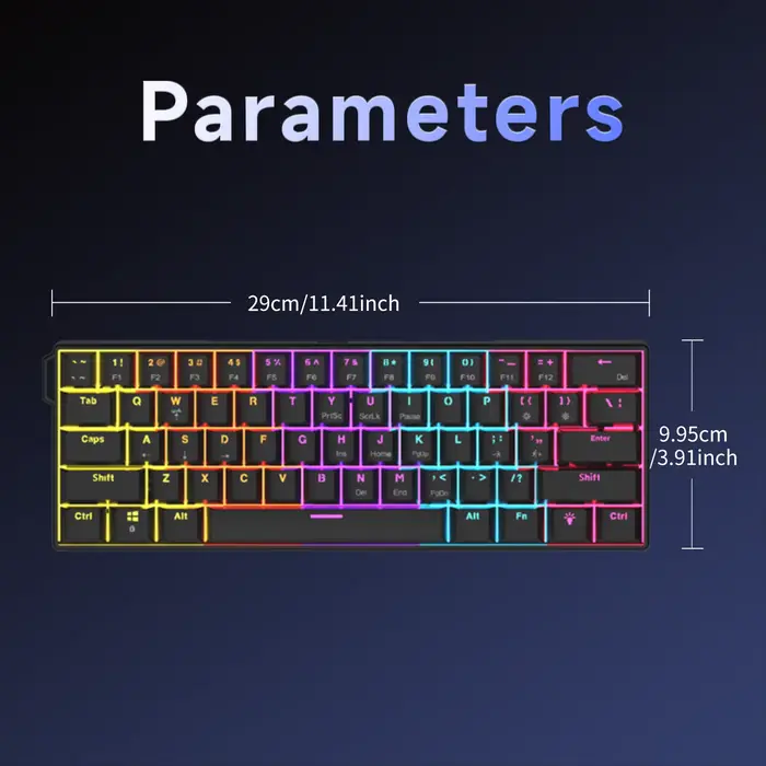 AJAZZ NK61 clavier mécanique de jeu filaire 60% rvb échangeable à chaud 61 touches commutateur rouge Mini