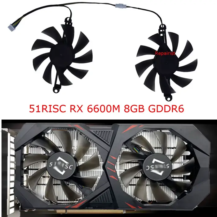 Ventilateur de carte vidéo de refroidissement graphique pour 51risc RX6600M 8GB