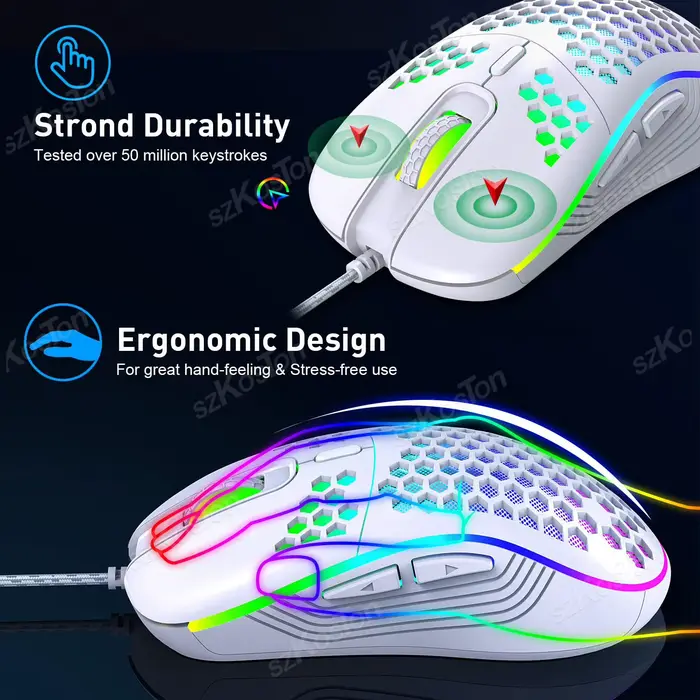 Souris de jeu filaire Honeycomb avec rétroéclairage RGB