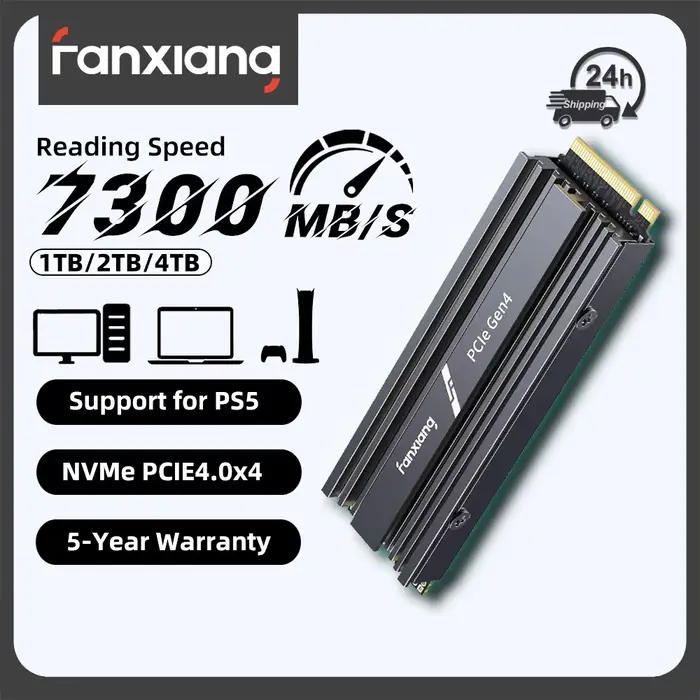 Fanxiang S880R 7450MB/s SSD NVMe M.2 2280 PCIe Gen 4 SSD de jeu 4TB 2TB 1TB Disque dur interne à sem