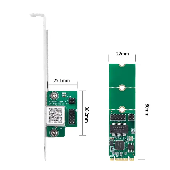 Carte Ethernet Intel I226 2.5GBase-T 1 Port 2500Mbps M.2 B Key M Key vers PCIe 2.5Gb