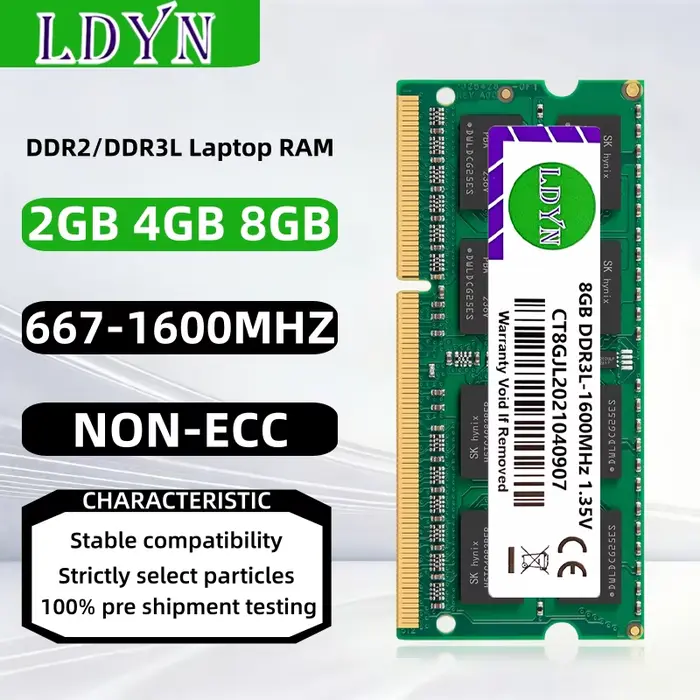 Mémoire RAM pour ordinateur portable 8 Go 4 Go 2 Go DDR2 667 800 MHz DDR3L 1333 MHz 1600 MHz PC2-530
