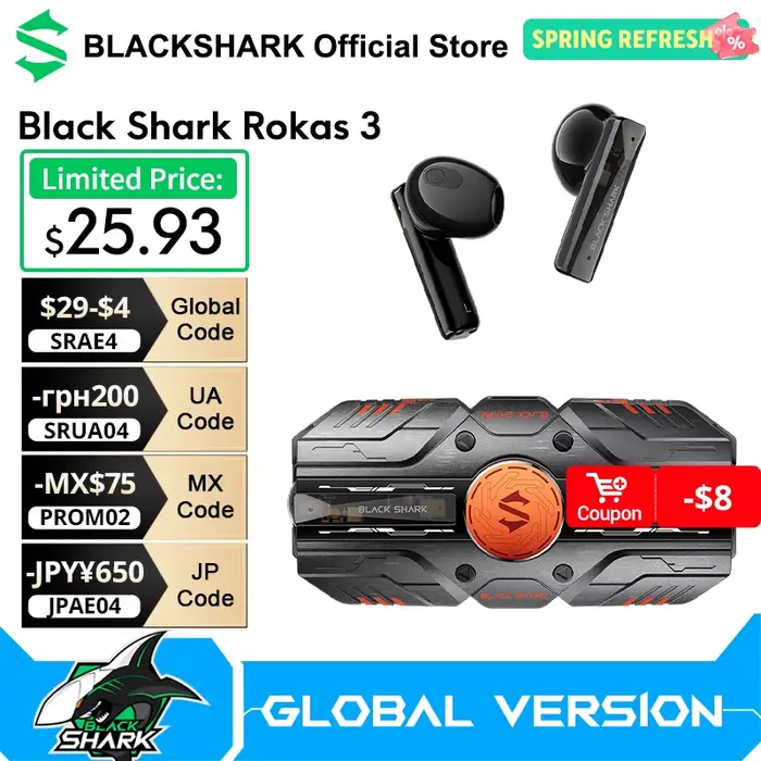 Écouteurs Bluetooth Blackshark Rokas 3, stéréo HiFi, latence ultra-faible, autonomie de 24 heures, l