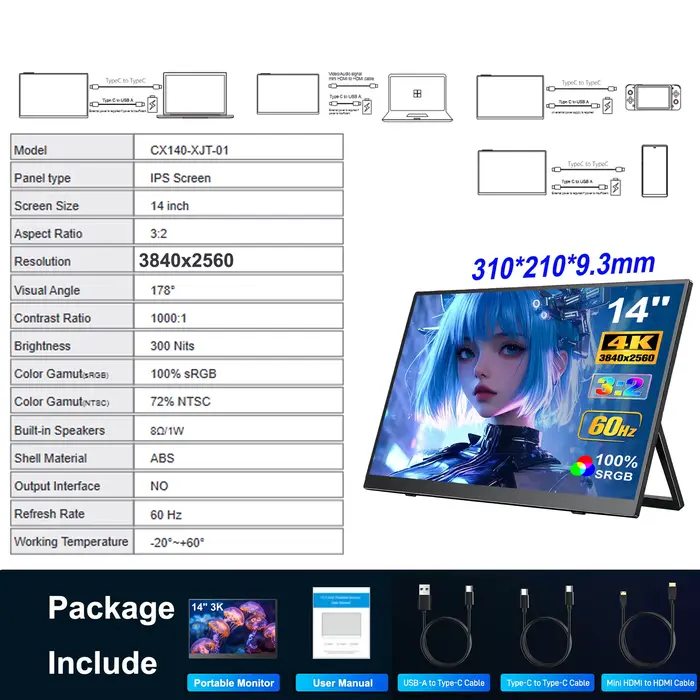 Moniteur portable MISSUN à écran tactile 17,4 pouces 60 Hz avec VESA et rotation à 180° °   Support 
