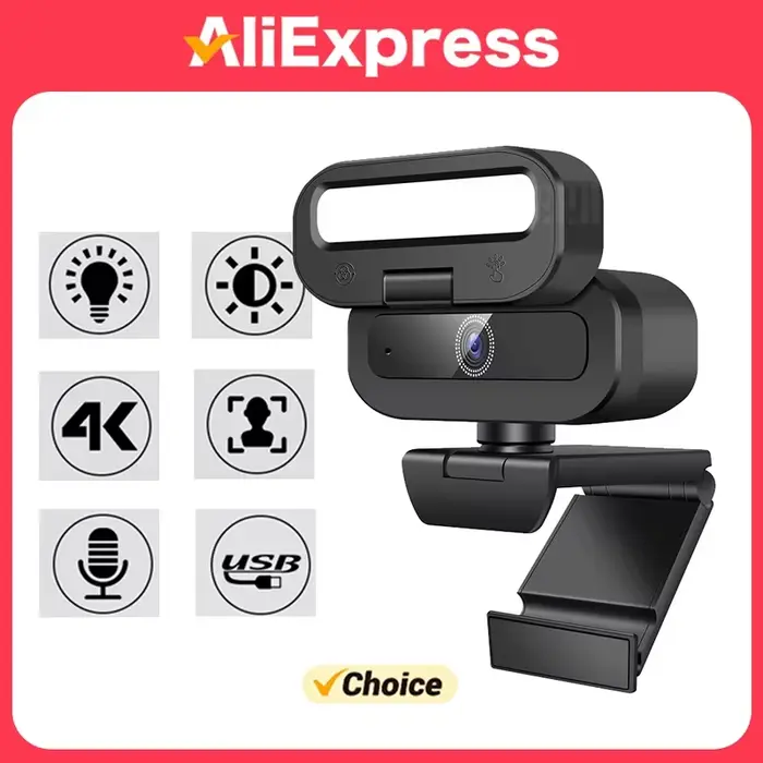 Webcam 4K pour PC avec lumière d'appoint LED