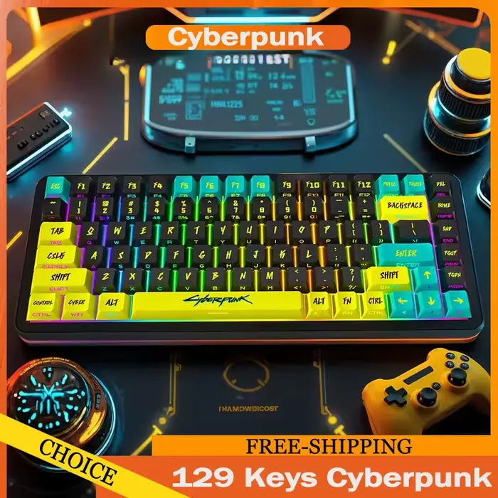 Cyberpunk 129 touches Keycap cerise profil côté gravé translucide Keycaps Pbt personnalisé adapté Wooting Key Caps cadeau