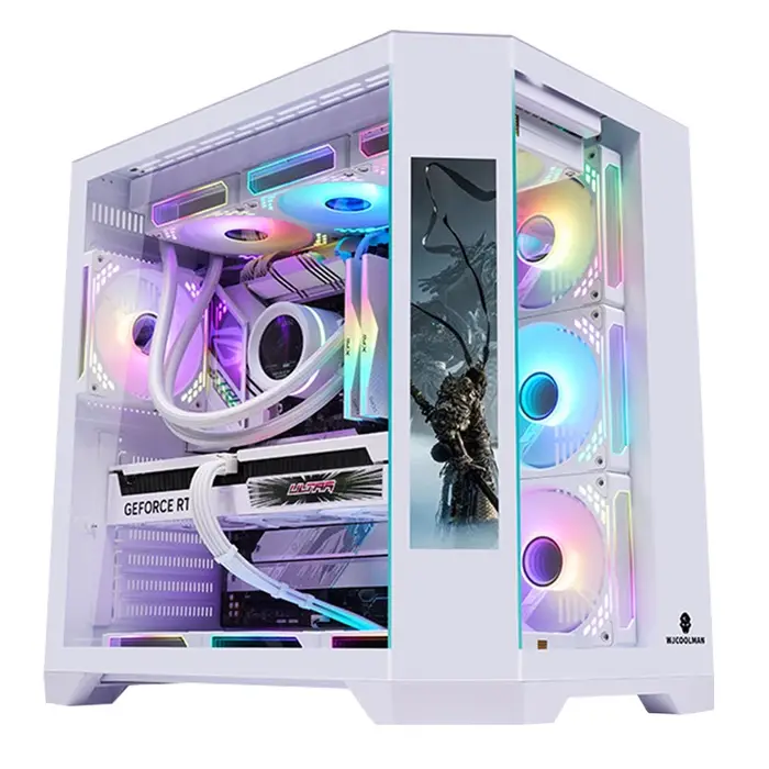 Boîtier PC Gamer WJCOOLMAN Dreamer PLUS avec écran HD 9,16 pouces, vue sur la mer, refroidisseur d'e