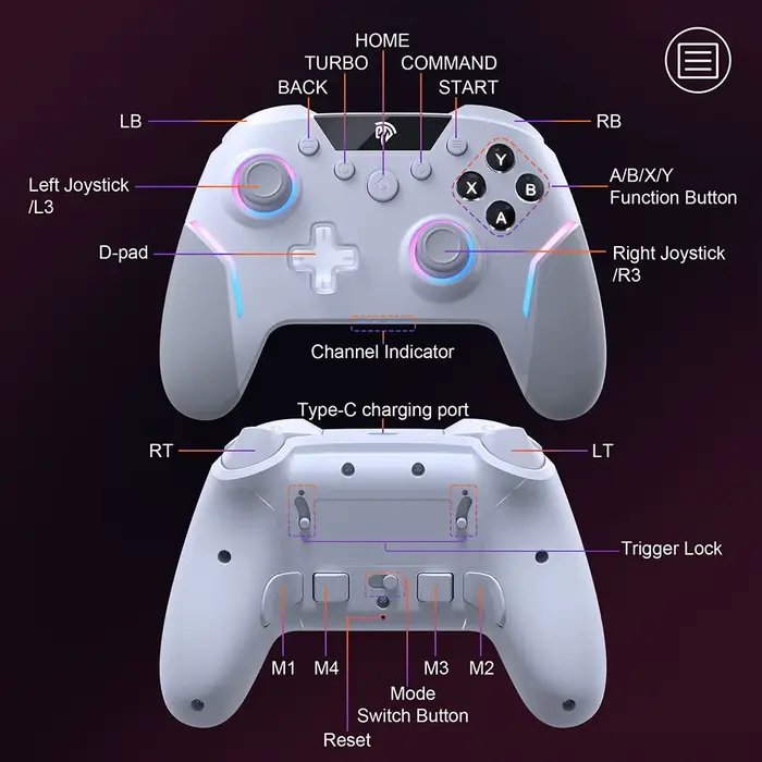Manette de jeu sans fil EasySMX X20, contrôleur amélioré compatible avec PC/NS/TV/téléphone/ordinate