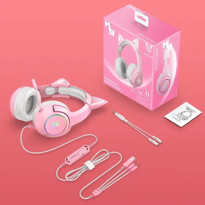 ONIKUMA K9 Filaire Casque avec RGB Lumière Flexible HD Mic 3.5mm Gaming Casque Ordinateur Écouteurs 