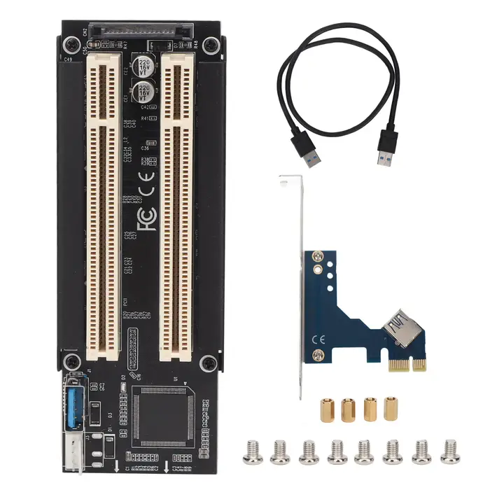 Carte PCIe vers double PCI pour Windows, Plug-and-Play, construction PCB, LED bleue, carte d'extensi
