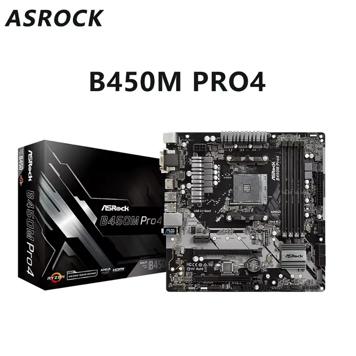 ASROCK flambant neuf B450M PRO4 AMD B450 carte mère AM4 Support DDR4 Ryzen 5 5600X 7 5800X3D 5800X 9