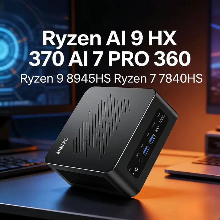 Mini PC de jeu OCuLink AMD Ryzen AI 9 HX 370 R7 PRO 360 R7 8845HS 2x2.5G LAN 2xNVMe Windows 11 NUC M