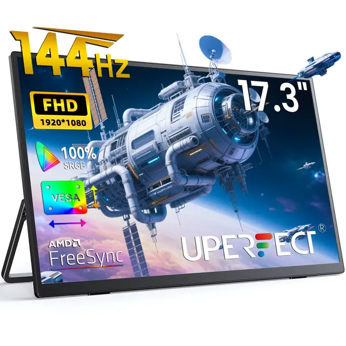 UPERFECT 17,3" 144Hz 1080P FHD Moniteur de jeu portable USB-C HDMI Écran d'ordinateur HDR IPS Extens