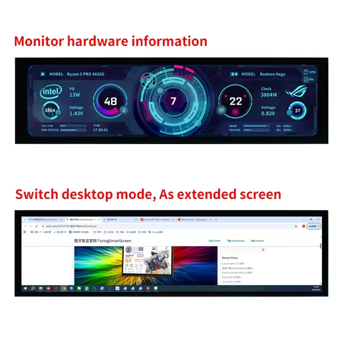 Écran secondaire IPS USB de 8.8 pouces