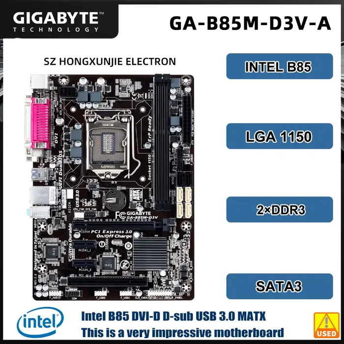 GIGABYTE GA-B85M-D3V Intel B85 LGA1150 mATX carte mère DDR3 1600 USB3.0/SATA3 pour 4e génération Cor