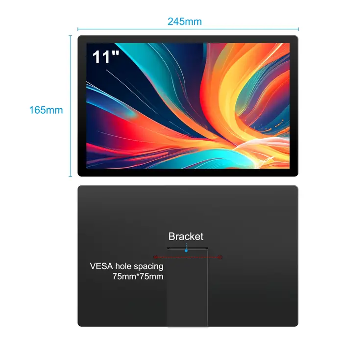 Moniteur Portable tactile 11 pouces, 2,5k, 2560x1600 IPS, 92% NTSC, VESA 75x75mm, Type-C, HDMI, écra