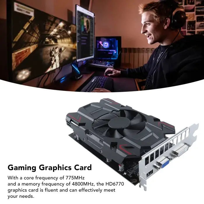 Carte graphique de jeu HD6770 4GB DDR5 128bit HD Interface multimédia DVI Displayport