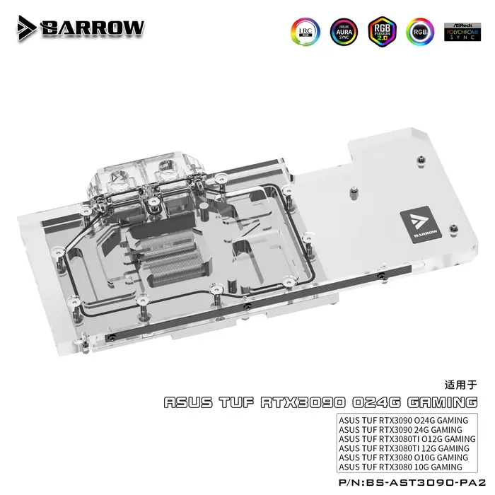 Refroidisseur d'eau personnalisé pour carte graphique Barrow GPU pour ASUS TUF 3090 3080 Gaming