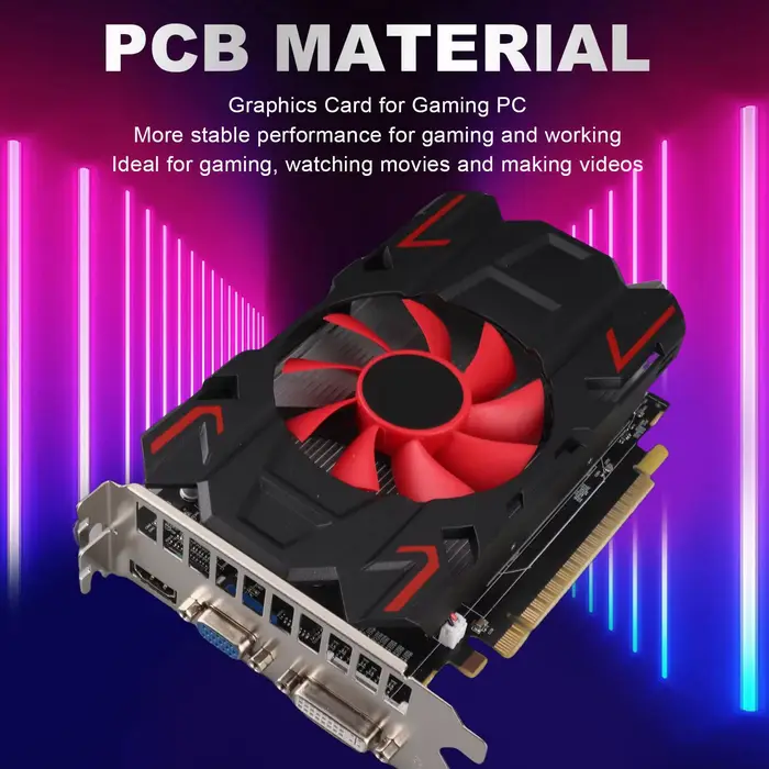 Carte graphique HD7670 4 Go DDR5 128 bits avec ventilateur de refroidissement
