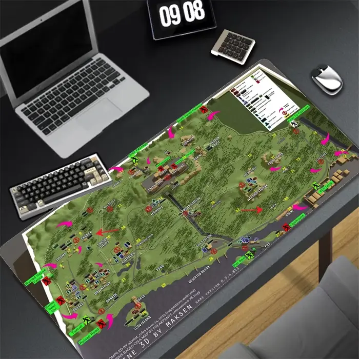 Grand tapis de souris Map of Escape from Tarkov 900X400