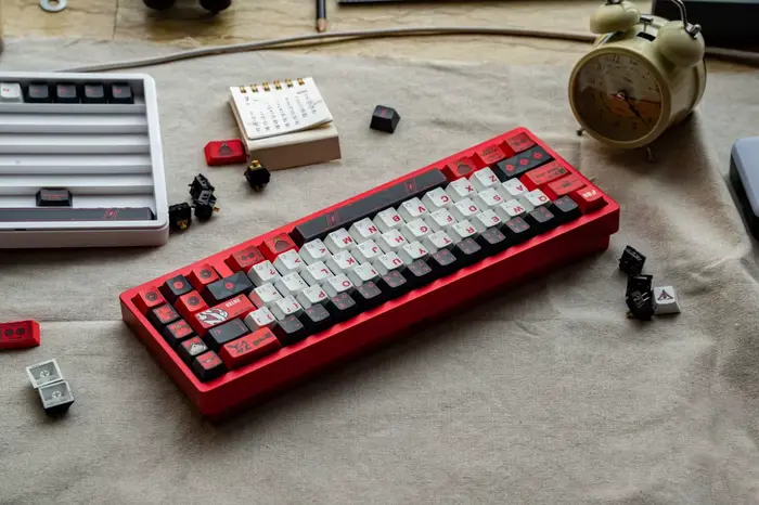 Weikav Nut65 Kit de clavier de jeu mécanique en aluminium Structure de joint ressort à lames plaque FR4 Tri Mode 6000mAh