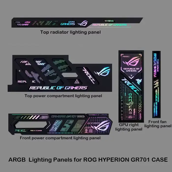 Panneaux d'éclairage ARGB à gravure laser pour châssis HYPERION GR701