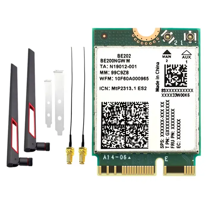 BE202 carte Wifi7 + antenne 2X10db 5374M Tri-Band 2.4/5/6G