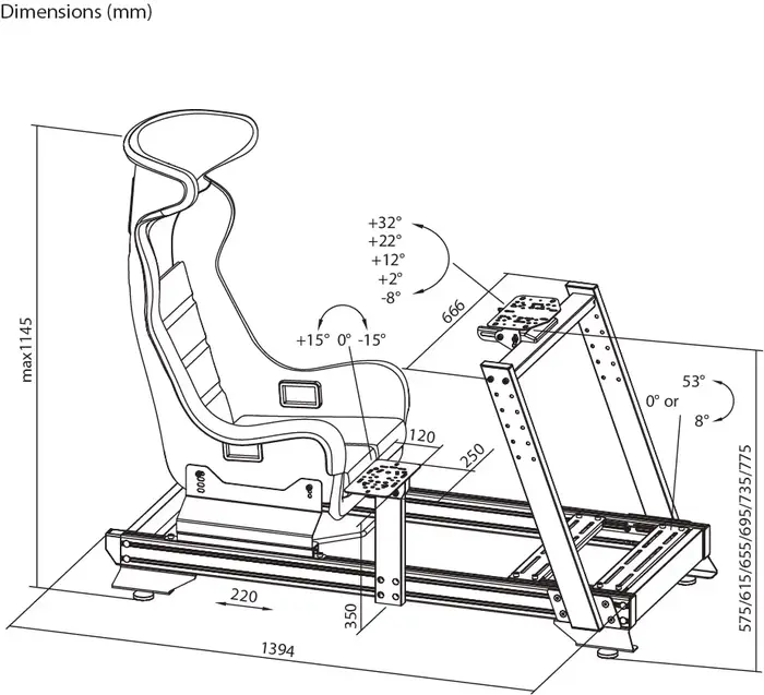 Support de simulateur de course réglable LRS16-BS04