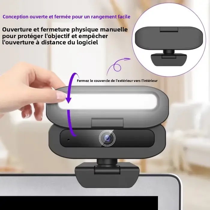 Webcam 4K pour PC avec lumière de remplissage LED