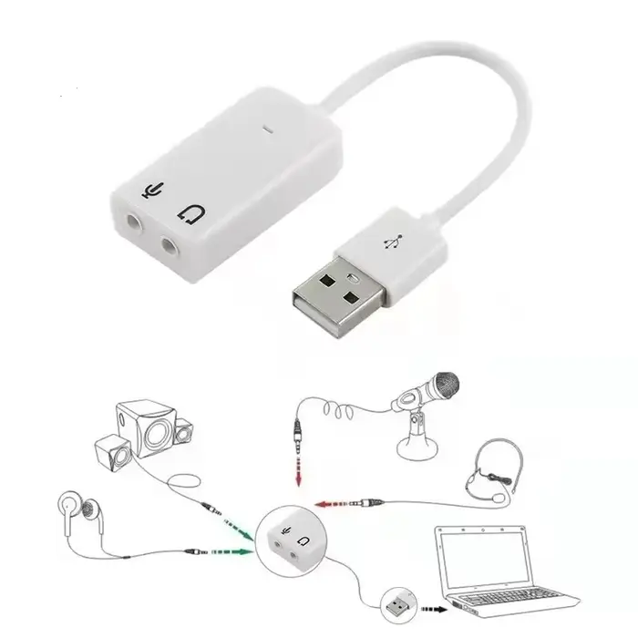 Carte son USB externe 7.1 canaux avec adaptateur Audio USB Jack 3.5mm pour casque et Microphone Compatible avec MacBook