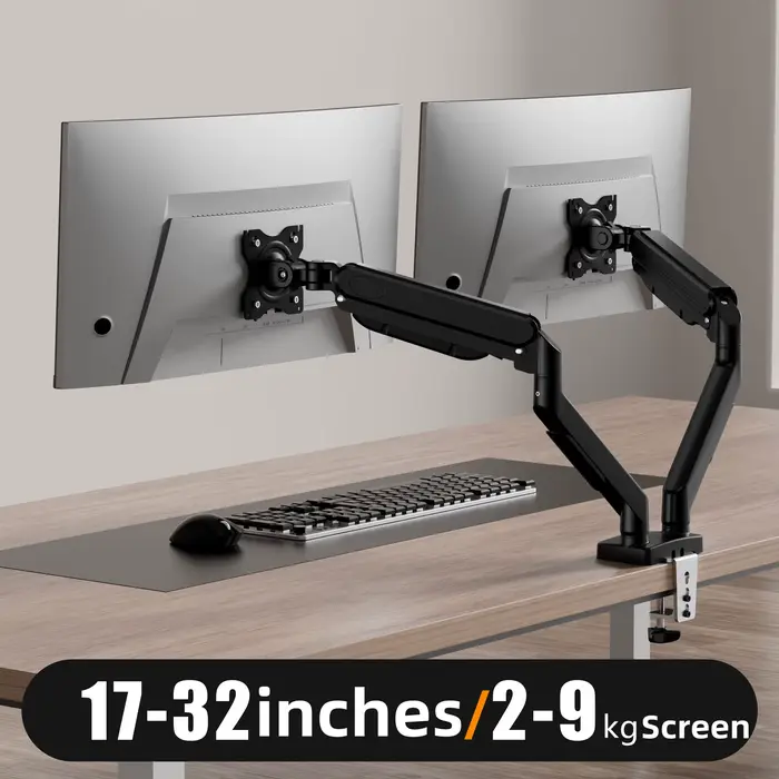 Support pour double moniteur pour écrans 13′′–32′′, support pour double moniteur réglable, avec 180 