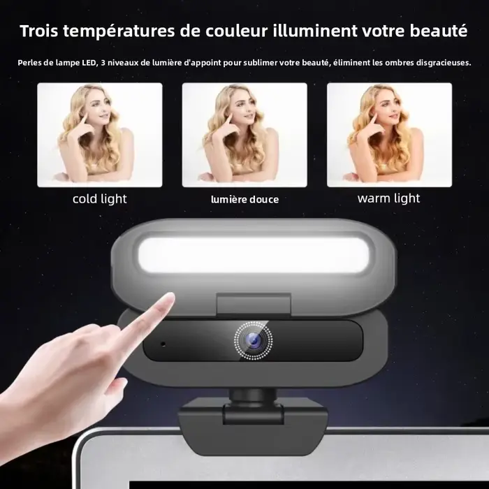 Webcam 4K pour PC avec lumière de remplissage LED