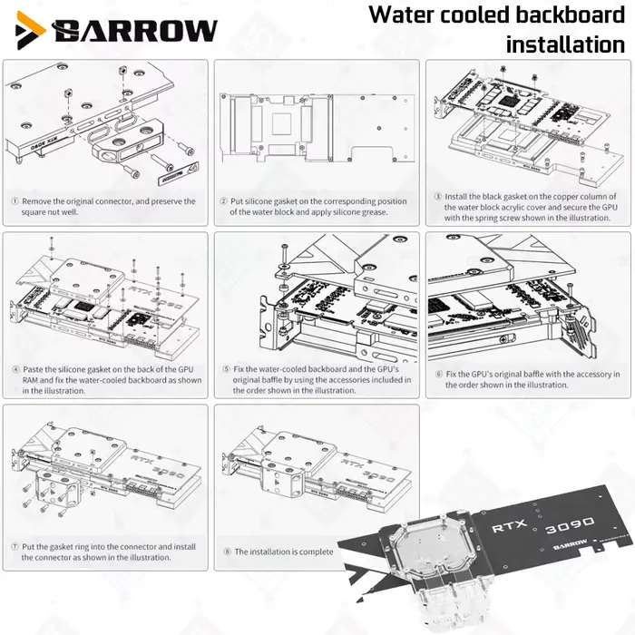 Barrow Cartes vidéo Refroidisseur d'eau BS-GIG3090-PA2 GIGABYTE 3090/3080 GAMING EAGLE cigOC GPU nuits PC
