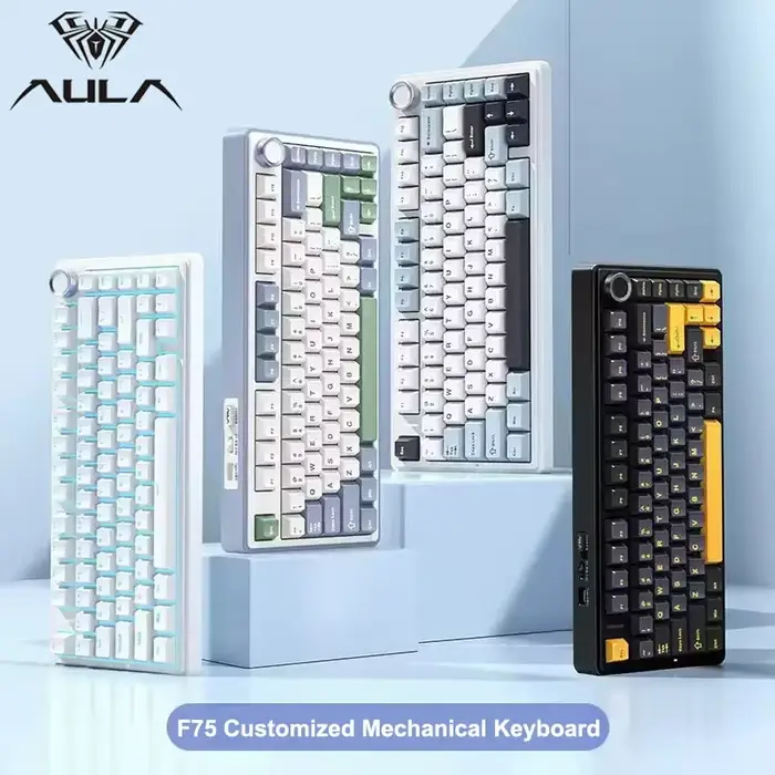 AULA F75 2.4G clavier mécanique de jeu sans fil/Bluetooth/filaire rvb personnalisé 75% disposition OEM joint de profil