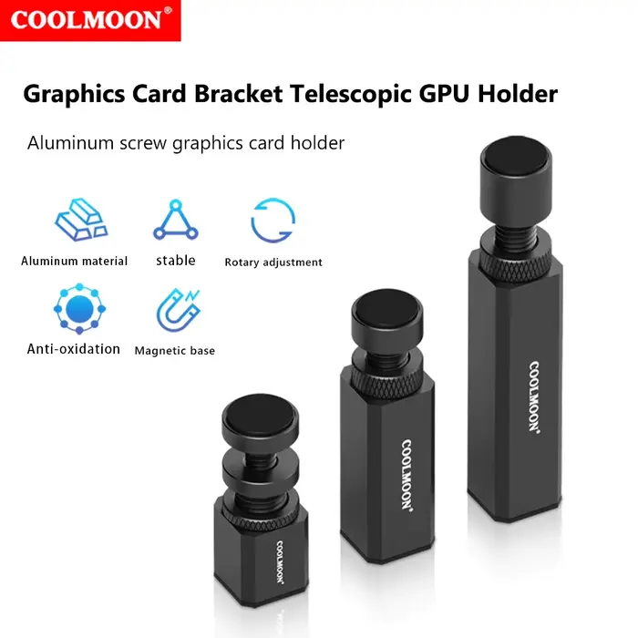 Support de carte graphique GPU réglable télescopique rotatif à vis en alliage d'aluminium, support de carte vidéo, accessoire pour boîtier de PC de bureau