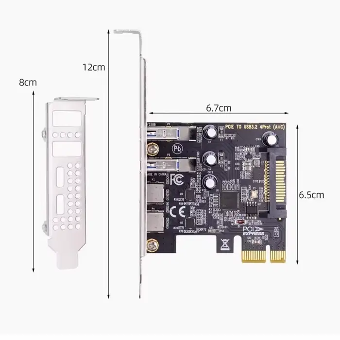 Carte d'extension PCIE vers USB 3.2 Gen1 5 Gbit/s