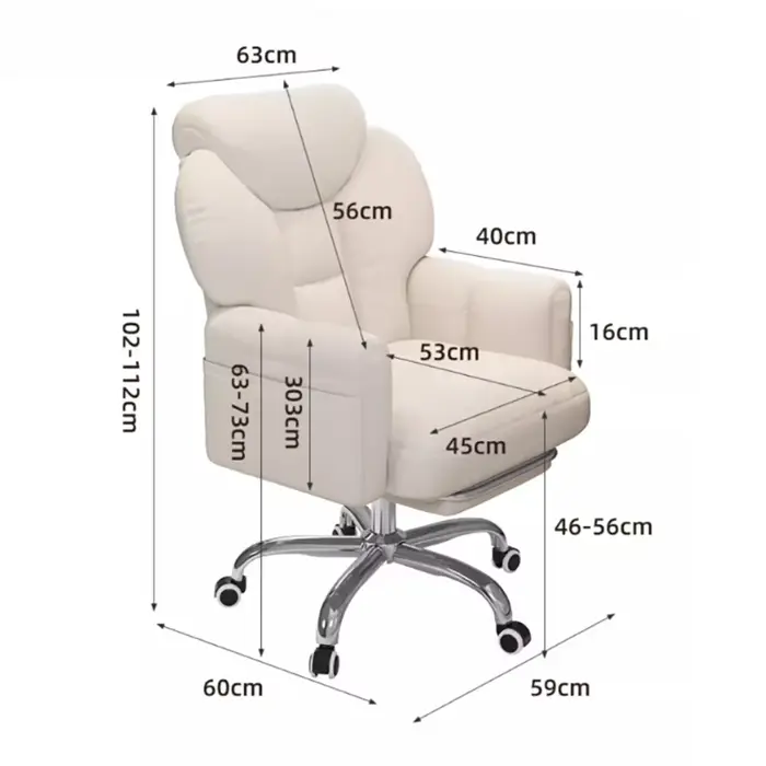 Chaise de Bureau Moderne Blanche avec Repose-Pieds Mobile