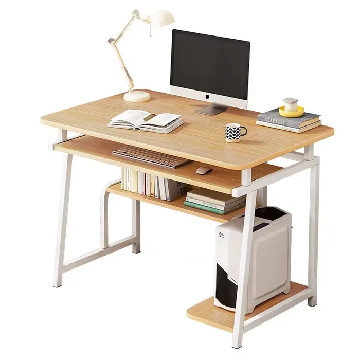 Petit bureau d'ordinateur pour petits espaces, table d'écriture moderne de 33,5 pouces avec étagère