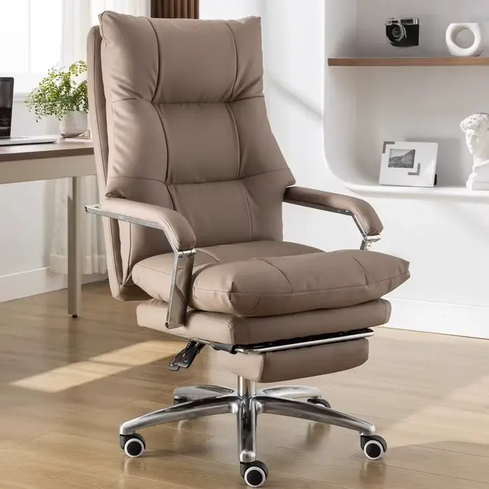 Chaise De bureau ergonomique De luxe en cuir moderne pivotant inclinable